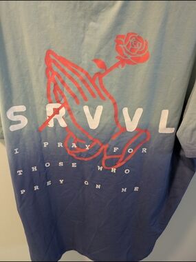 SRVVL Men’s Short Sleeve Tee - Blue Gradient with Coral Graphic